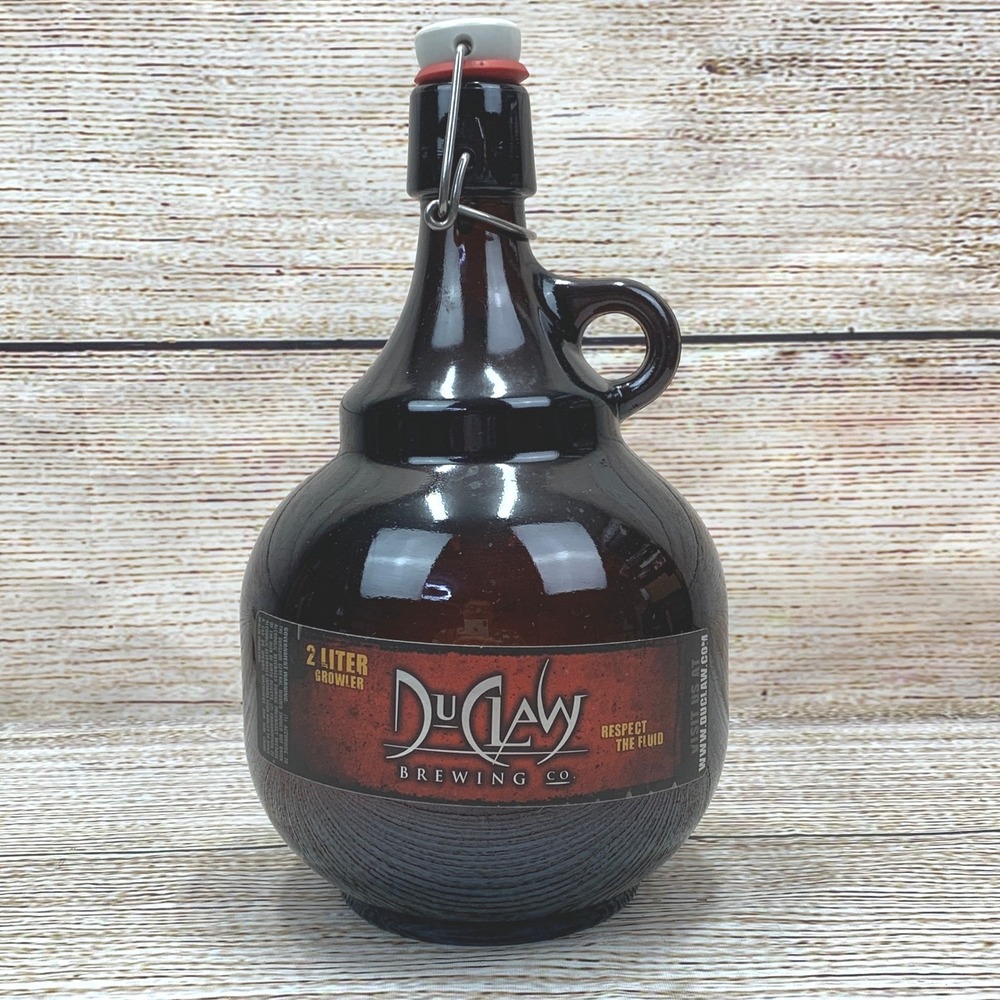 DuClaw Brewing Co. Amber Brown Glass Growler 2 Liter Flip Top Beer Bottle EMPTY